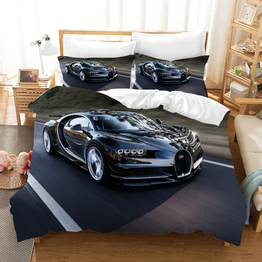 Discover 3D Supercar Quilt Cover Set with Pillowcases Bedding Set