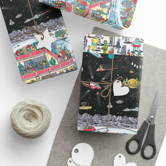 Discover Gift Wrapping Papers, Where's Waldo Space Scene Holiday Birthday Christmas