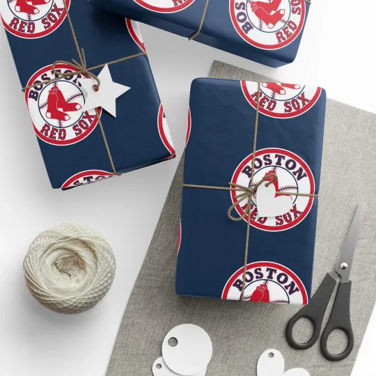 Discover Boston Baseball Wrapping Paper Gift Wrap for Birthday, Holiday, Wrapping Sheets