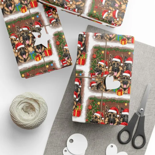 Discover German Shepherd Wrapping Papers, Christmas Santa Cartoon Puppies, Gift Puppy