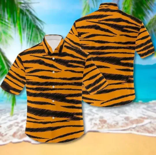 Discover Tiger Stripes Hawaiian Shirt, Animated Tiger All Over Printed Hawaiian Shirt