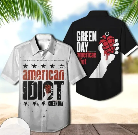 Green Day American Idiot Album Cover Hawaiian Shirt for Men & Women US Size