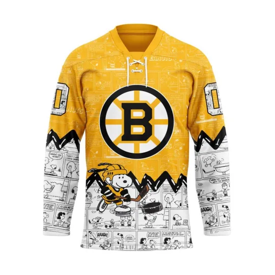 Personalized Boston Bruins Special Peanuts Lace Hockey Shirt Design