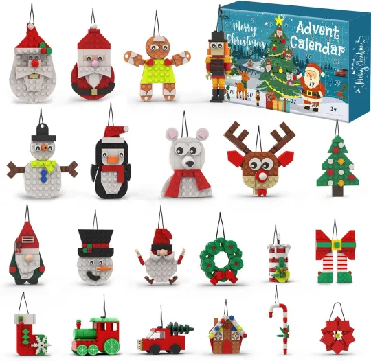 Discover 2D Acrylic Advent Calendar 2025 Kids, 24 Days Christmas Building Blocks Playset Countdown D