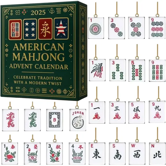 Discover American Mahjong Advent Calendar 2025 24 Days Festive 2D Acrylic Blind Box Gift
