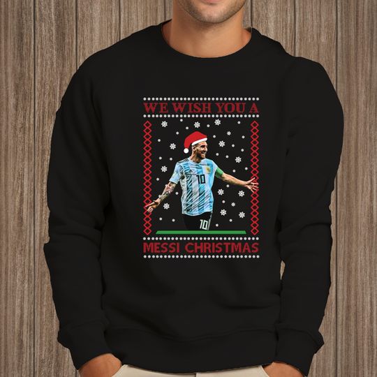 We Wish You a Messi Christmas Jumper, Messi Christmas Jumper, Soccer Jumper, Lionel Messi Xmas Jumper, Argentina Football Jumper, Z273