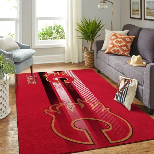 Discover Calgary Flames Hockey Rug, Hockey Teams Rug, Sport Rug