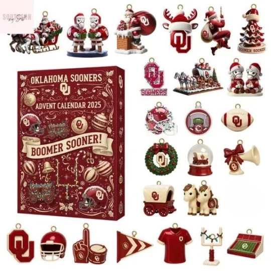 Discover Oklahoma Sooners Boomer Sooner 2025 Advent Calendar 2D Flat Acrylic Gift