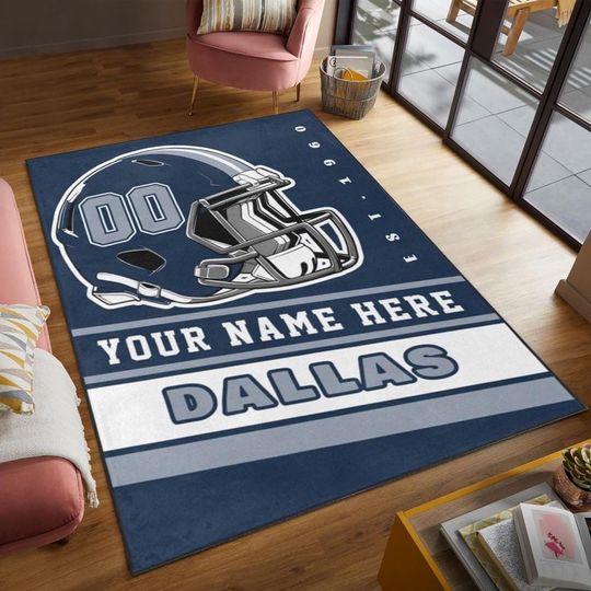 Custom Dallas Cowboys Rug, Personalized Football Rug, Sports Decor for Game Room, Kids Room Rug, Dallas Gift Carpet