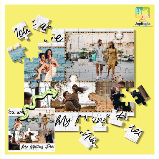 Discover Custom Photo Collage Canvas Puzzle, You Are My Missing Piece, Anniversary Gift, Personalized Jigsaw Puzzle, Wedding Puzzle Lover Gift