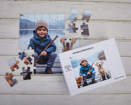 Discover Personalized Photo Puzzle for kids, Custom Puzzle Create Your Own Photo Puzzle,25-40-500pcs Wooden Picture Puzzle, Christmas Photo Gift