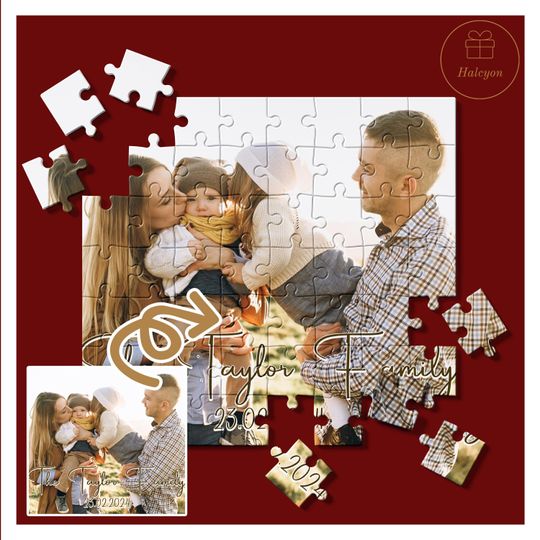 Discover Custom Photo Family Puzzle, Personalized Jigsaw Puzzle, Customized Gifts For Family, Wood Family Puzzle, New Family Gifts