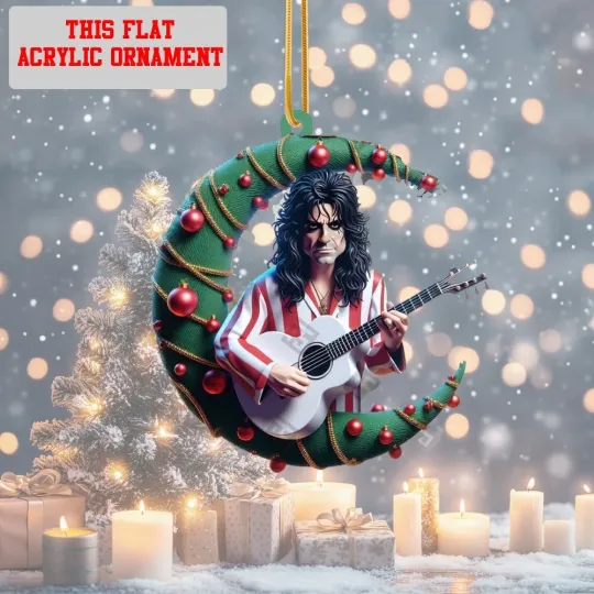 Discover BEST 2025  Alice Cooper Christmas Ornament Flat For Fans Gift 3.5in X 3.5 in