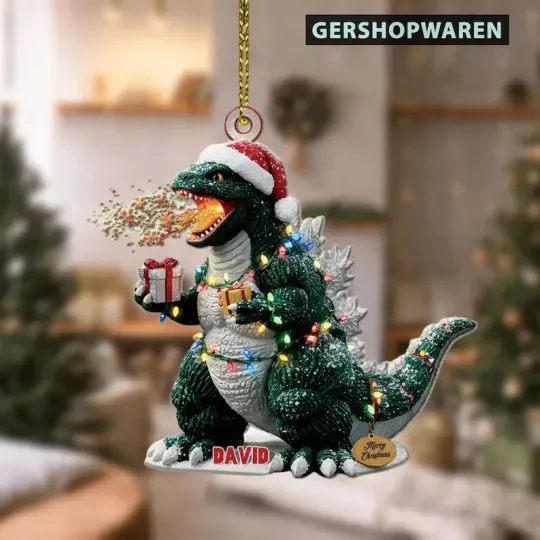 Discover Personalized god zilla Christmas 2D FLATOrnament, Xmas Tree Decor, Christmas gift