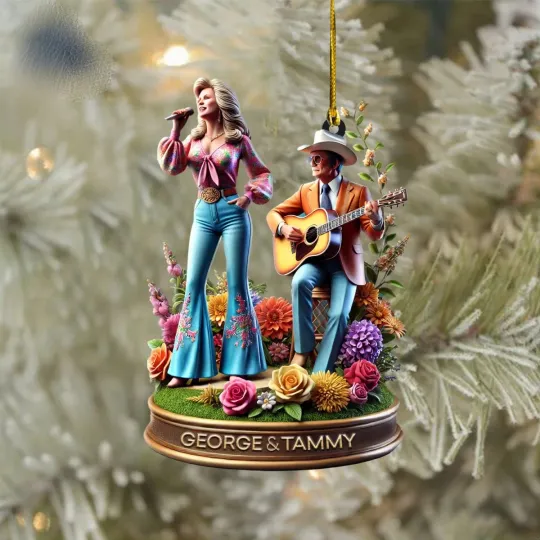 Discover George & Tammy Christmas Ornament Hanging 3.5in X 3.5 in acrylic ornament 3.5 in
