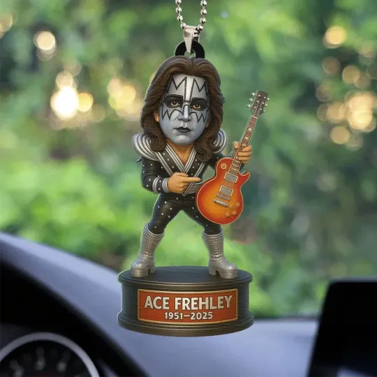 Discover Ace Frehley Custom shape 2D flat Acrylic Car Ornament Christmas Tree Decor 3.5in