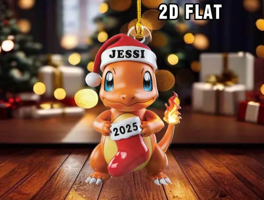 Custom Poke Monsters 2D Flat Christmas Ornament 2025 Personalized Gift