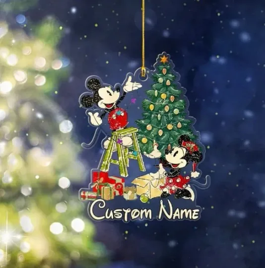 Discover Custom Name Mickey and Minnie Christmas Ornament, Vintage Christmas Tree new