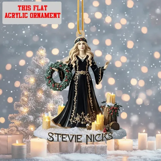 Discover 2025 HOT! Stevie Nicks Christmas Ornament, Xmas tree Decor For Fans 2D FLAT 3.5