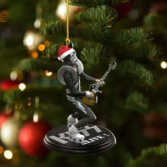 Discover KISS x Ace Frehley 2025 Custom Shape 2-sided Acrylic Christmas Ornament Holiday