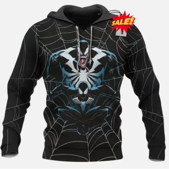 Discover Venom and Black Spider Hoodies 3D Gift For Christmas