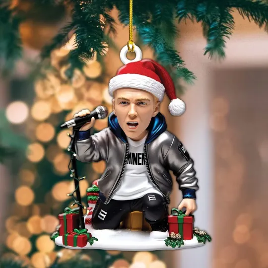 Discover Eminem 2-sided Flat Acrylic Ornament 2025 Hanging Xmas Tree 3.5in X 3.5 in