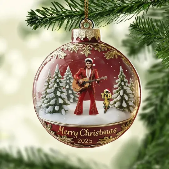 Discover Elvis Presley 2 SIDED  Acrylic Ornament XMAS TREE HANGING -2D FLAT 3.5in X 3.5 i