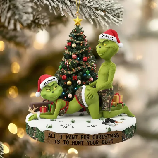 Discover Naughty Green Couple Ornament - Personalized Gifts For Couple 3.5in X 3.5 in Fla