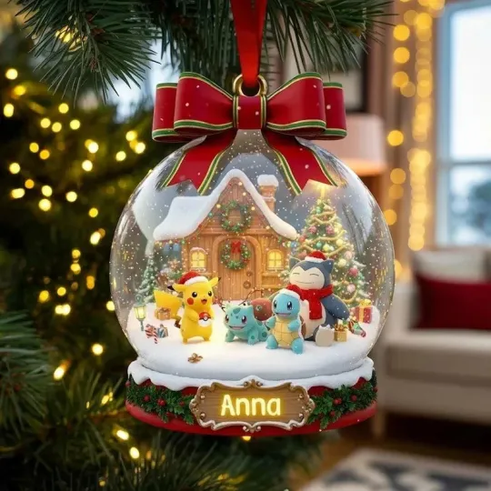 Personalized PKM Christmas Ornament, 2D FLAT Pika Ornament
