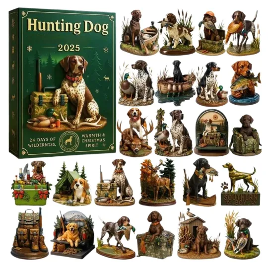 Discover Hunting Dog Advent Calendar 2025 Christmas 24 Days 2D Acrylic Home Decor