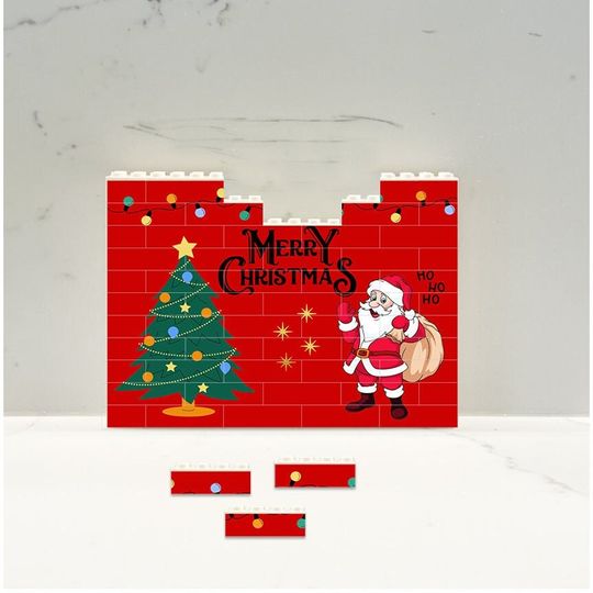 Merry Christmas Brick Puzzle, Christmas Building Blocks Puzzle, Fun Holiday Gift for family, couples, kids, friends