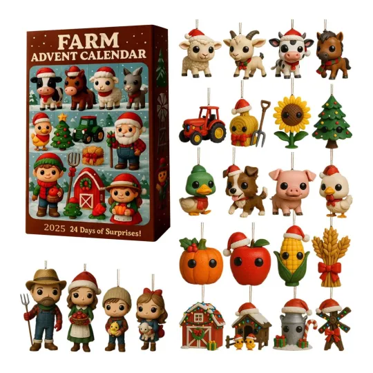 Discover 2025 Farm Advent Calendar 24 Days 2D Acrylic Countdown Decor Toys