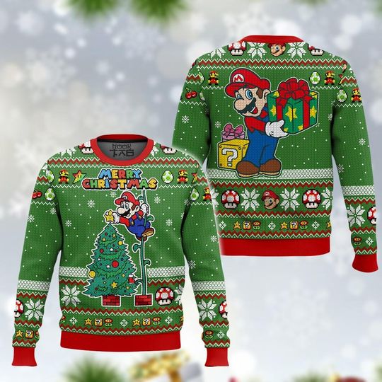 Discover Xmas Super Mario Ugly Christmas Sweater, Mario Gift Sweater, Cute Mario Christmas Sweater, Holiday Xmas Gift for Men Women, Xmas Gift
