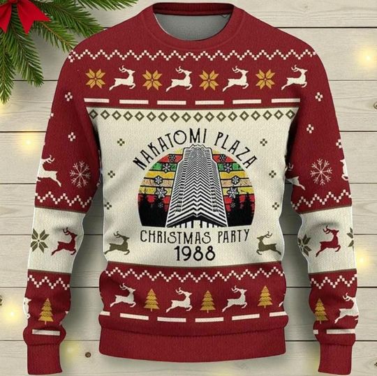 Discover Nakatomi Plaza Christmas Party 1988 Ugly Sweater, Funny Die Hard Ugly Christmas Jumper, Retro Movie Holiday Sweater, Xmas Gift Unisex Kid