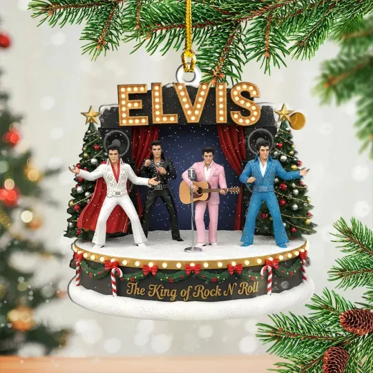 Discover Elvis Presley 2025 2D Flat Acrylic Ornament Christmas tree For Fans