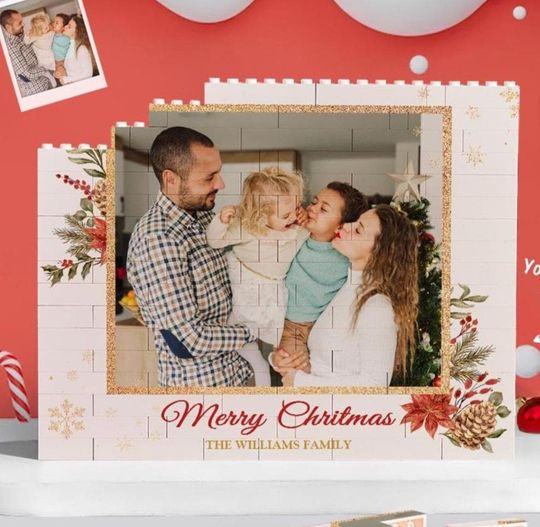 Personalized Photo & Text Puzzle Block Ornament  Custom picture Gift for Christmas Decor