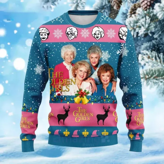 Discover Stay Golden Blue Ugly Christmas Sweater