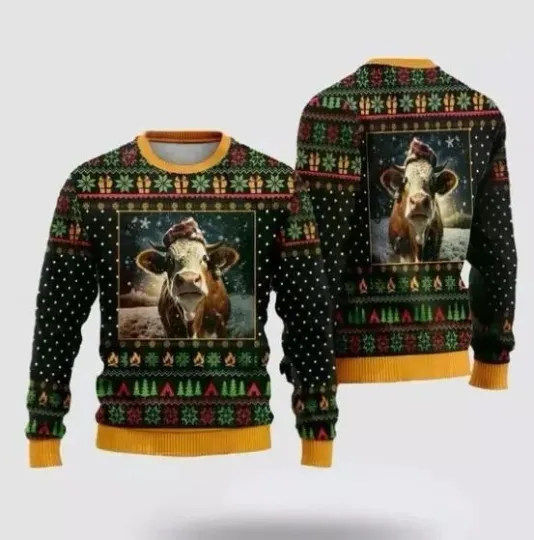 Discover Lovely Hereford Cows Ugly Christmas Sweater