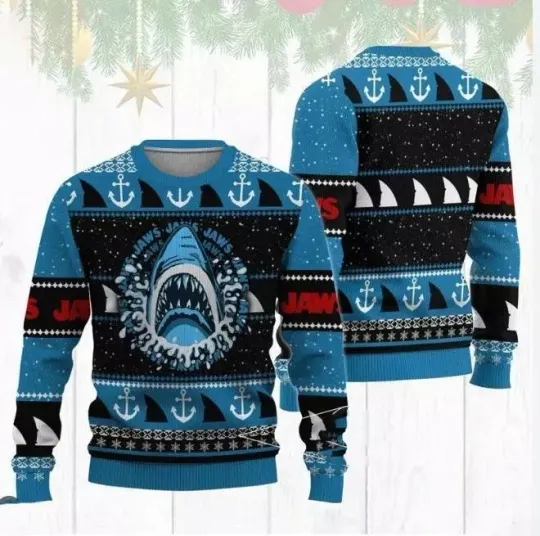 Christmas Jaws Ugly Sweater Santa Shark Sweater