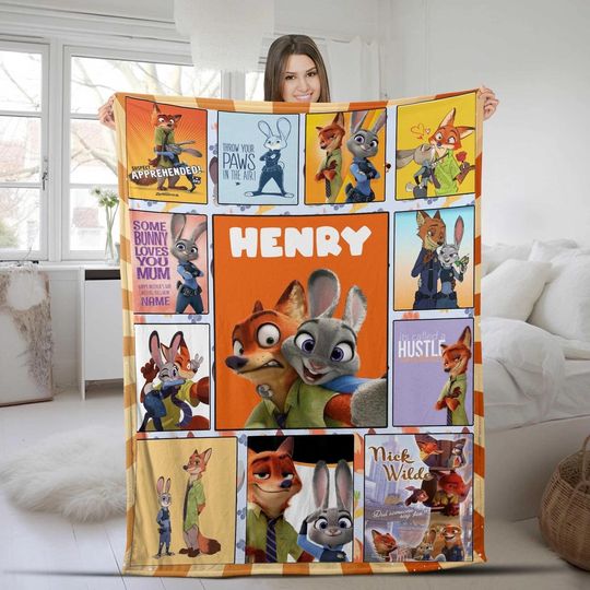 Personalized Disneyland Zootopia Fleece Blanket for Kids and Couples