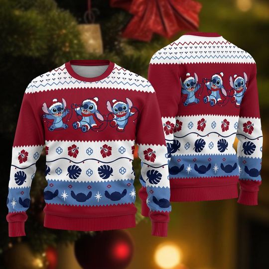 Discover Stitch Lights Christmas Ugly Sweater, Disney Holiday Sweatshirt, Lilo And Stitch Sweater, Disneyland Xmas Sweater, Xmas Party 2025 Gift