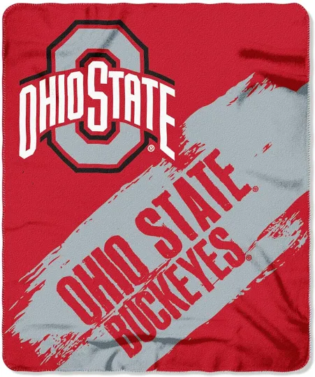 Discover NEW Officially Licensed Ohio State Buckeyes "Painted" Fleece Throw Blanket 50x60