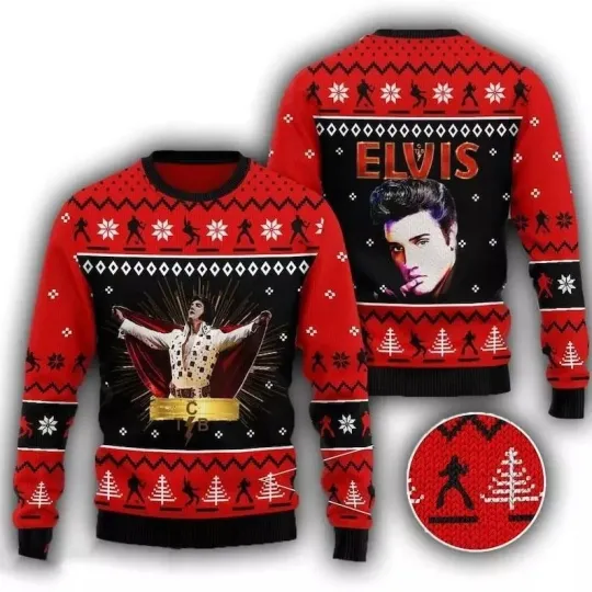 Discover Elvs Presley 3D Ugly Christmas Sweater For Fans Presley Shirt