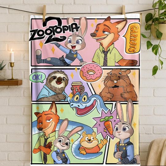 Discover Zootopia 2 Judy & Nick Flannel Throw Blanket, Cozy Movie Bedding for Fans