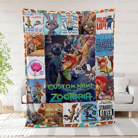 Discover Personalized Zootopia Baby Kids Blanket, Disney Fox And Bunny Gift Blanket, Nick Judy Custom Name Blanket, Disney Zootopia Baby Kids Blanket