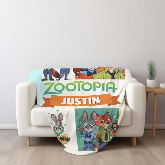 Discover Zootopia Blanket, Fox And Bunny Fleece Blanket, Zootopia Movie Throw Blanket For Bed Couch Sofa, Disneyland Zootopia Birthday Gift C1JJ16