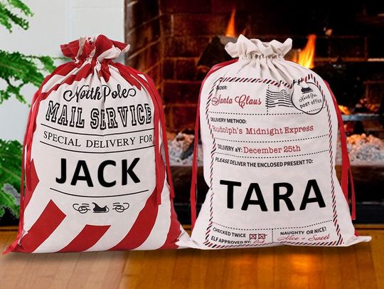 Discover Personalised Christmas Sack - Custom Santa Sack, Personalized Bag, Christmas Gift Bag, Large Red or White Santa Sack