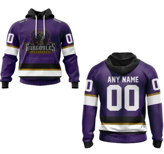 Discover Echl Greensbo-Ro Gargoyle1 Custom Name And Number 3D Hoodie