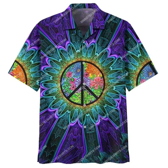 Discover Hippie Style Tie Dye All Over Printed Hawaiian Shirt