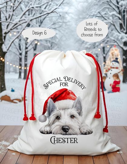 Discover Dog Christmas Sack, Christmas Present Sack, Personalised Stocking, Father Christmas Sack, Santa Present Sack, West Highland Terrier